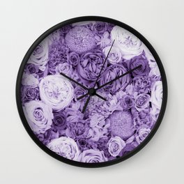 bouquet ver.purple Wall Clock | Photo, Beautiful, Violet, Stylish, Froral, Colorful, Roses, Beutiful, Love, Mood 