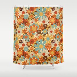 70's Retro Floral Patterned Prints Shower Curtain
