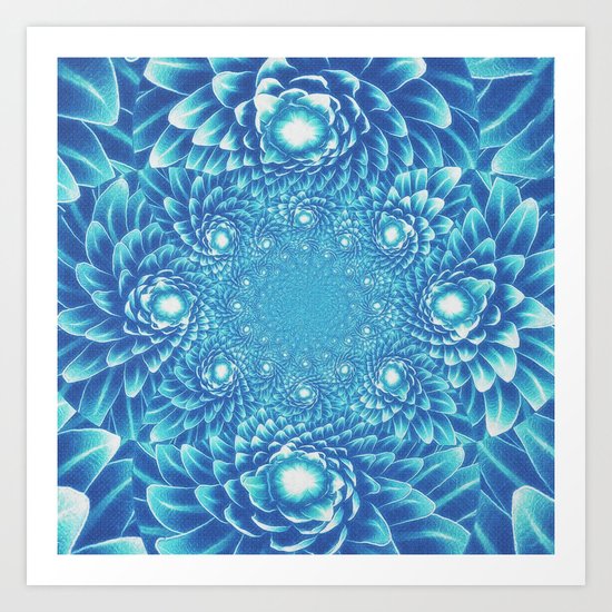 Fresh Modern Green Warp Cactus Pattern Fractal Art! Art Print