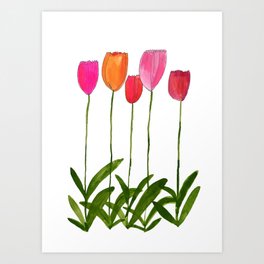 Tulip flowers watercolor painting Art Print