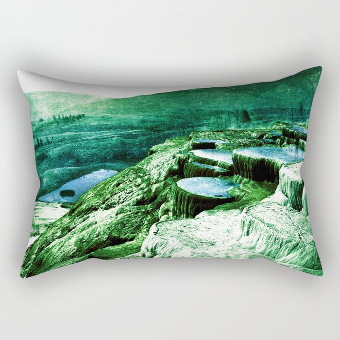 Pulpit Terraces Fantasy Blue Green Rectangular Pillow