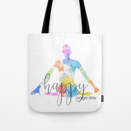  yoga pose rainbow watercolor splash Tote Bag