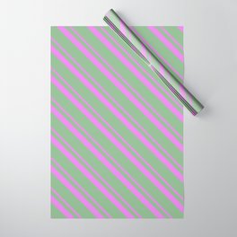 [ Thumbnail: Violet & Dark Sea Green Colored Striped/Lined Pattern Wrapping Paper ]