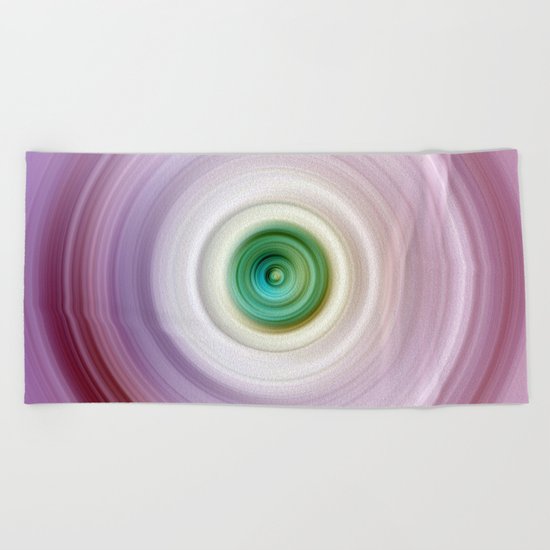 Pink and White Swirl with Green Center Beach Towel