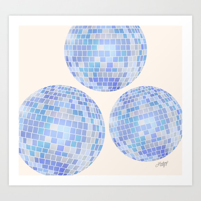 Disco Balls (Blue Palette) Art Print