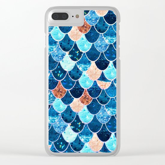 REALLY MERMAID BLUE & GOLD Clear iPhone Case