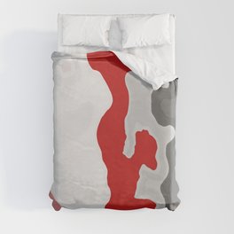 Red Gray and White Abstract Duvet Cover