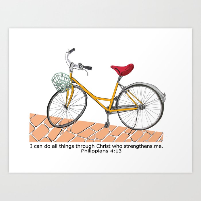 Bicycle design with Bible Verse Philippians 413 Art Print by