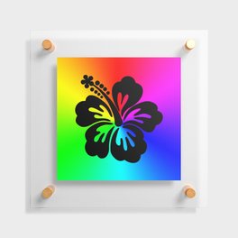 Neon Rainbow Black Ombre Hibiscus Floating Acrylic Print