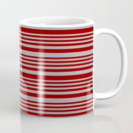 [ Thumbnail: Dark Red and Dark Gray Colored Lines/Stripes Pattern Coffee Mug ]