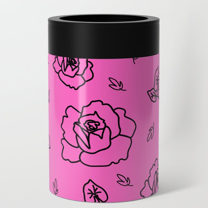 Pink Floral Pattern Seamless Can Cooler