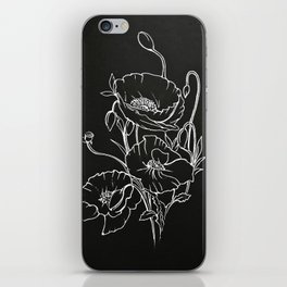 Minimalistic poppy bouquet line art  iPhone Skin
