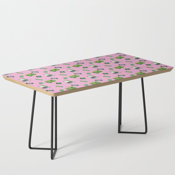 Fancy pink and green pattern design, retro technology Coffee Table
