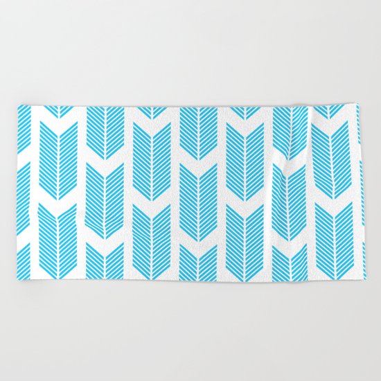 Simple Aqua and white arrow chevron - for your summer on #Society6 Beach Towel