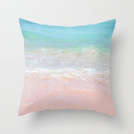 Beach Shoreline | Waves | Water | Pink Sand | Clear Water | Waves Throw Pillow