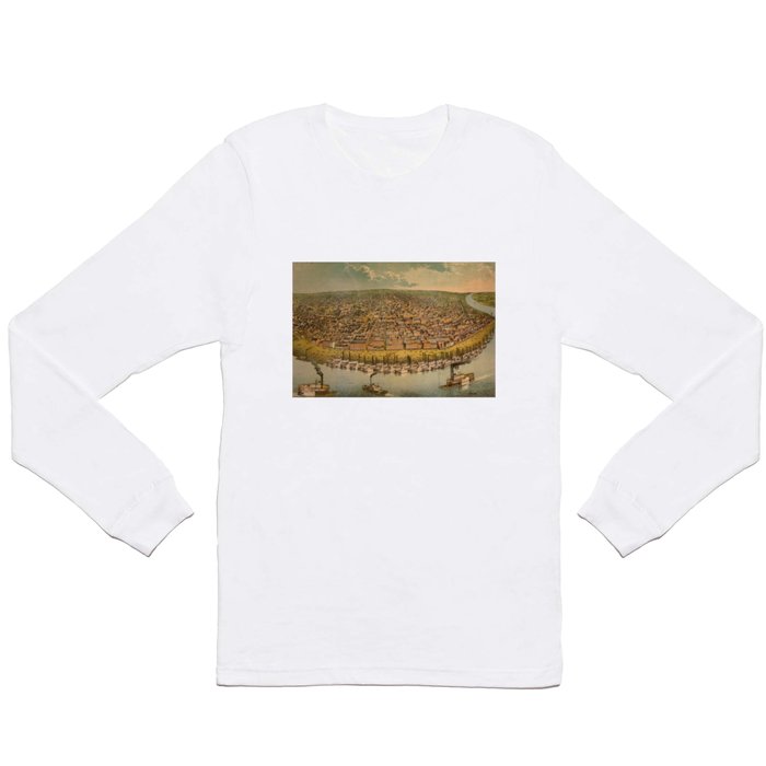 Vintage Pictorial Map of St. Louis (1859)  Long Sleeve T Shirt