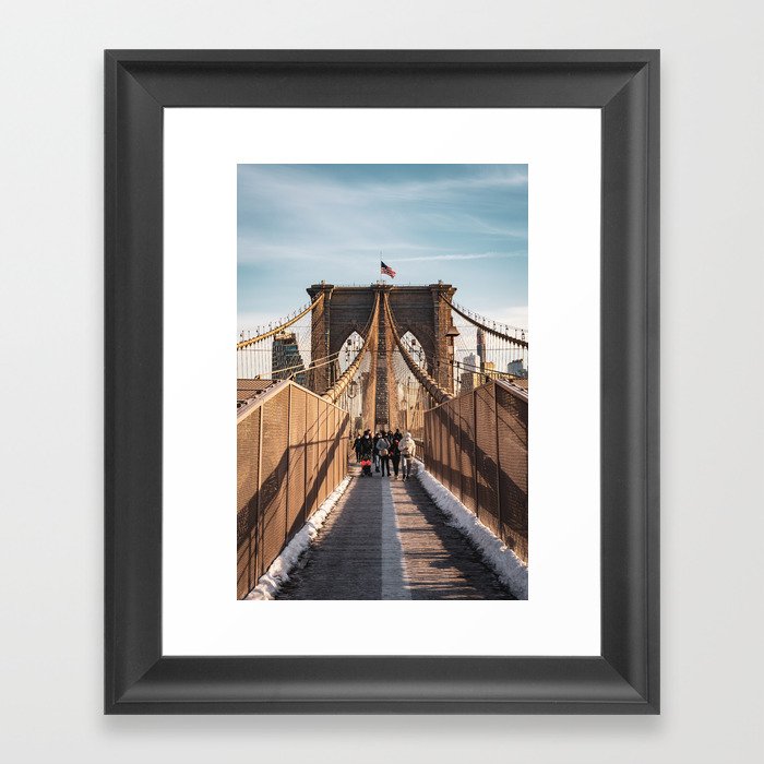 Brooklyn Bridge Golden Hour | Travel Photography in New York City Framed Art Print