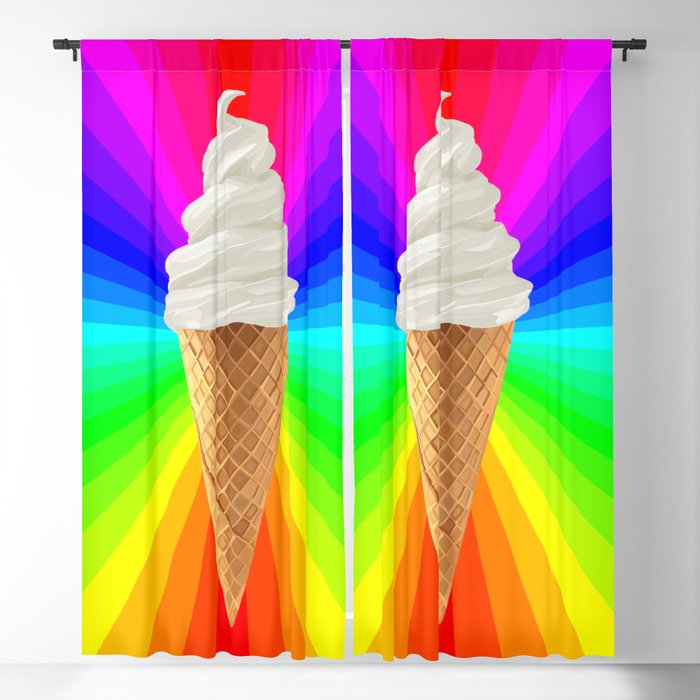 Rainbow Vanilla Ice Cream Cone Blackout Curtain