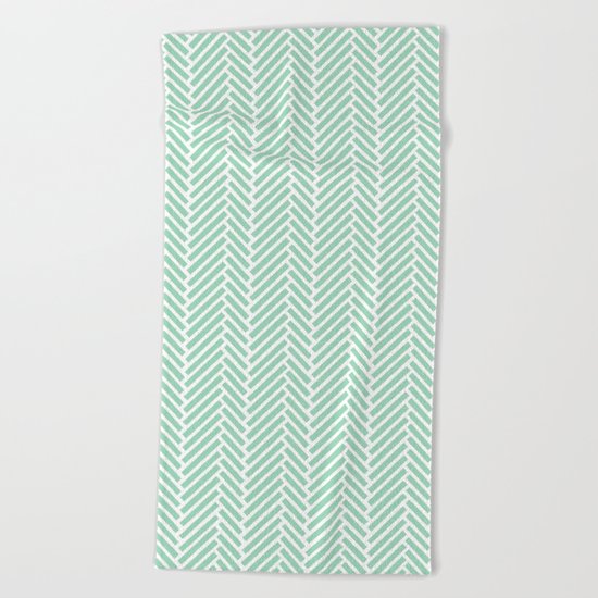 Herringbone Mint Inverse Beach Towel