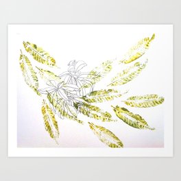 Mango Leaves Art Print By Inkextract Society6,Simple Cute Pixel Art Background