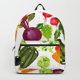 Mixed Vegetables Backpack | Beet, Kitchen, Carrot, Nature, Farm, Food, Garden, Watercolor, Painting, Vegetables 