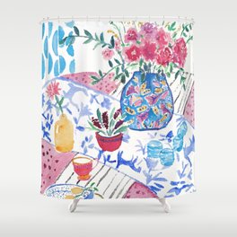 flowers on the table Shower Curtain