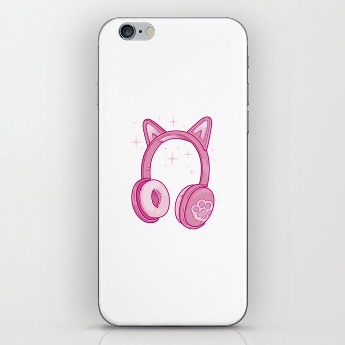 Cute Cat Ears Headphones iPhone Skin