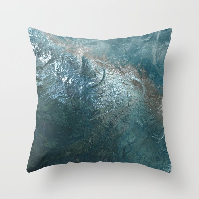 Frozen glass blue Throw Pillow