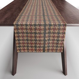 Vintage Brown Houndstooth Tweed  Table Runner