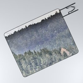 Scottish Highlands Snow Shower in I Art and Afterglow Picnic Blanket