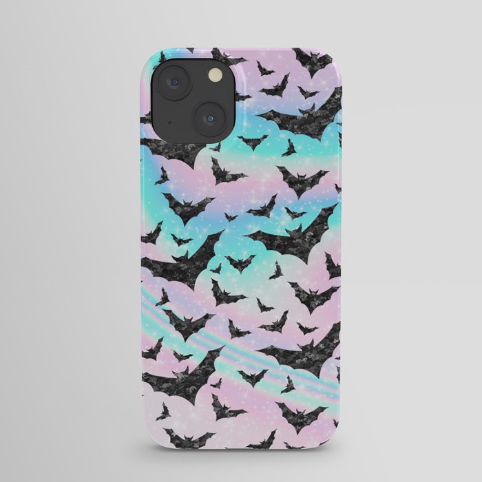Holographic Glitter Bats Pattern iPhone Case