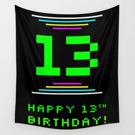 [ Thumbnail: 13th Birthday - Nerdy Geeky Pixelated 8-Bit Computing Graphics Inspired Look Wall Tapestry ]