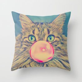 Cat Bubble Throw Pillow