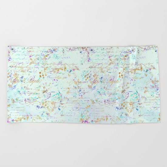 Swirls gold teal lavender Beach Towel