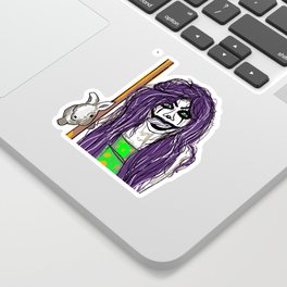 joker-woman-hallowen-smiling-zombie Sticker