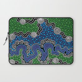 Authentic Aboriginal Art - The River (green) Laptop Sleeve