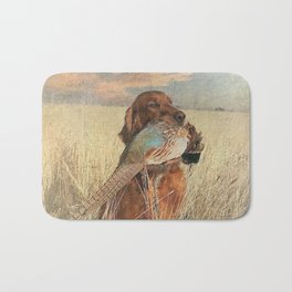 Irish Setter with pheasant Bath Mat | Painting, Pheasanthunting, Redsetter, Irishsetter, Pheasant, Birddog, Reddog, Huntingart, Huntingdog, Autumn 