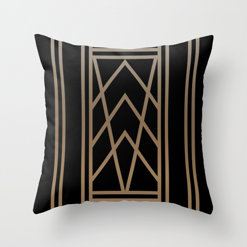 Black Gold 2 Abstract Artdeco Geometric Throw Pillow By
