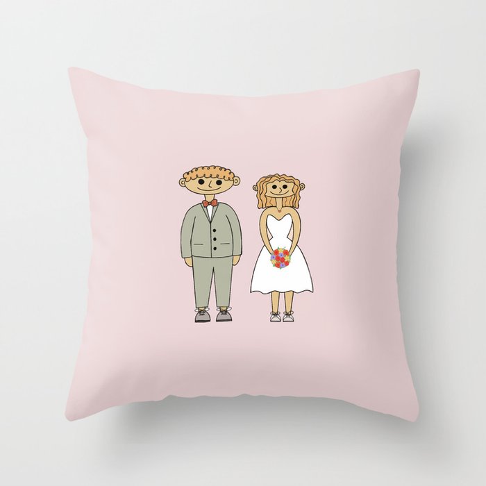 bride and groom Throw Pillow