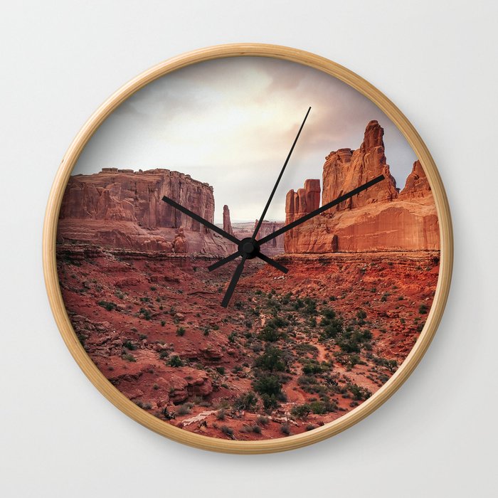 Fire Red Rock Formations in Utah Wall Clock