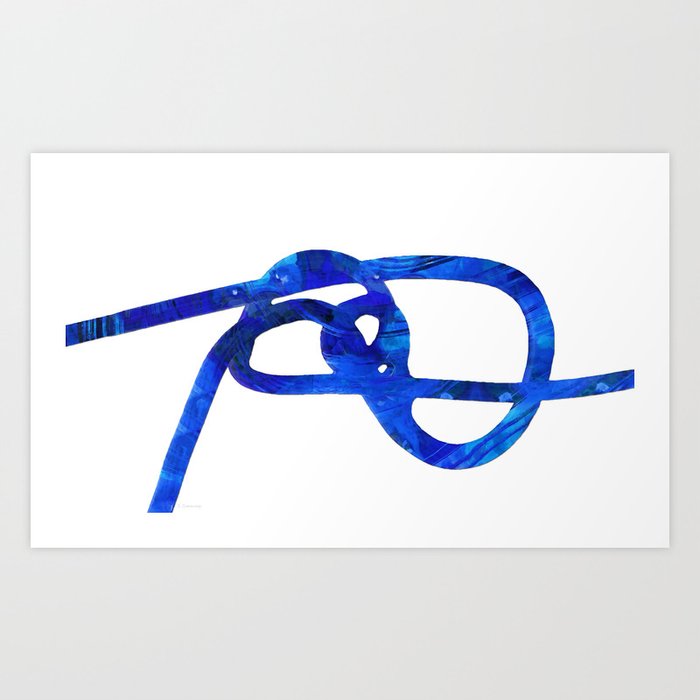 Blue And White Abstract Art - Tangled Up Art Print