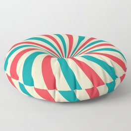 Retro background with curved, rays or stripes in the center. Rotating, spiral stripes. Sunburst or sun burst retro background. Turquoise and red colors. Vintage illustration Floor Pillow