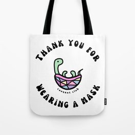 "Thank You For Wearing A Mask" Turtle - White Tote Bag