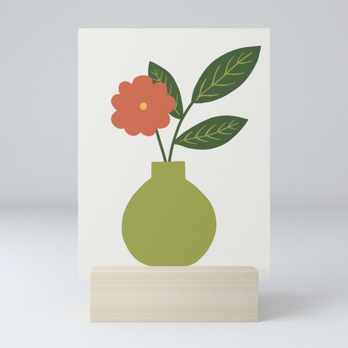 Orange Flower in Green Vase Mini Art Print