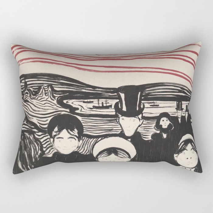 Edvard Munch Anxiety 1896 Rectangular Pillow