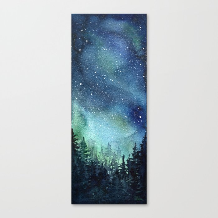 Galaxy Watercolor Aurora Borealis Painting Leinwanddruck