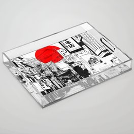 Tokyo street sunrise Acrylic Tray