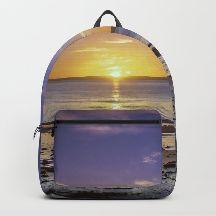 New Zealand Photography - Wonderful Sunset Over The Desolate Beach Backpack