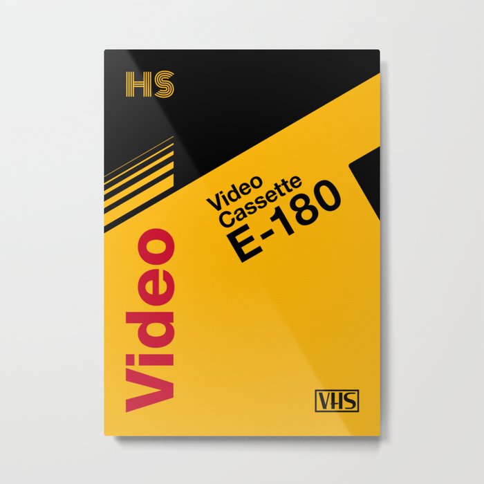 VHS cassette, case E-180 - retrowave poster, retrowave art Metal Print
