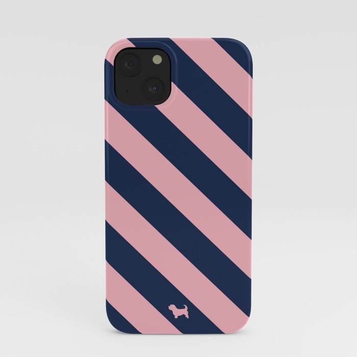 Preppy & Classy, Navy Blue / Pink Striped iPhone Case